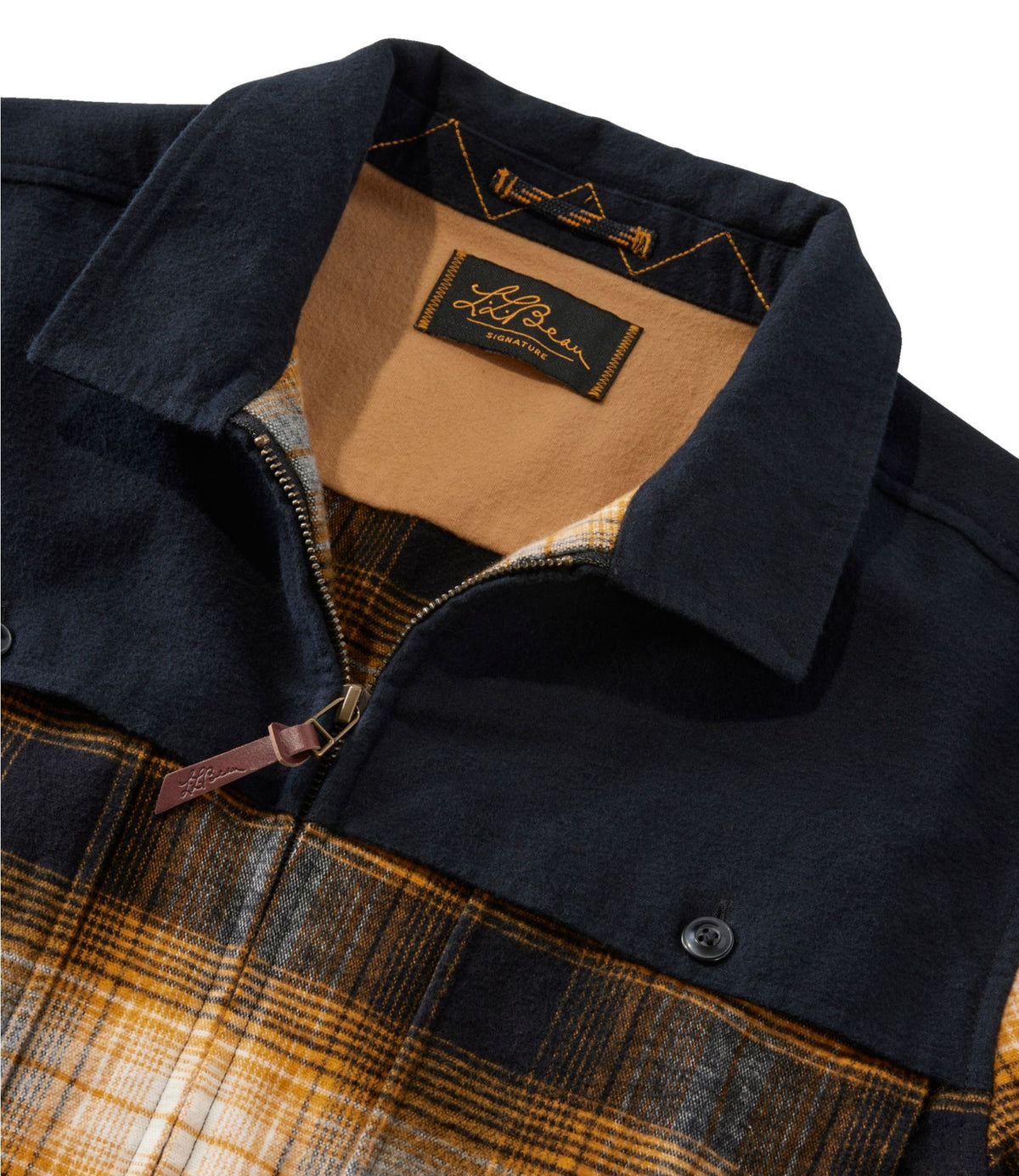 L.L.Bean Men's Signature 1965 Chamois Cloth Stag Jacket, Plaid Dark Amber