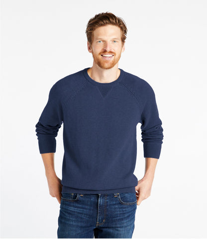 L.L.Bean Men's Wicked Soft Cotton/Cashmere Sweater, Crewneck Classic Navy
