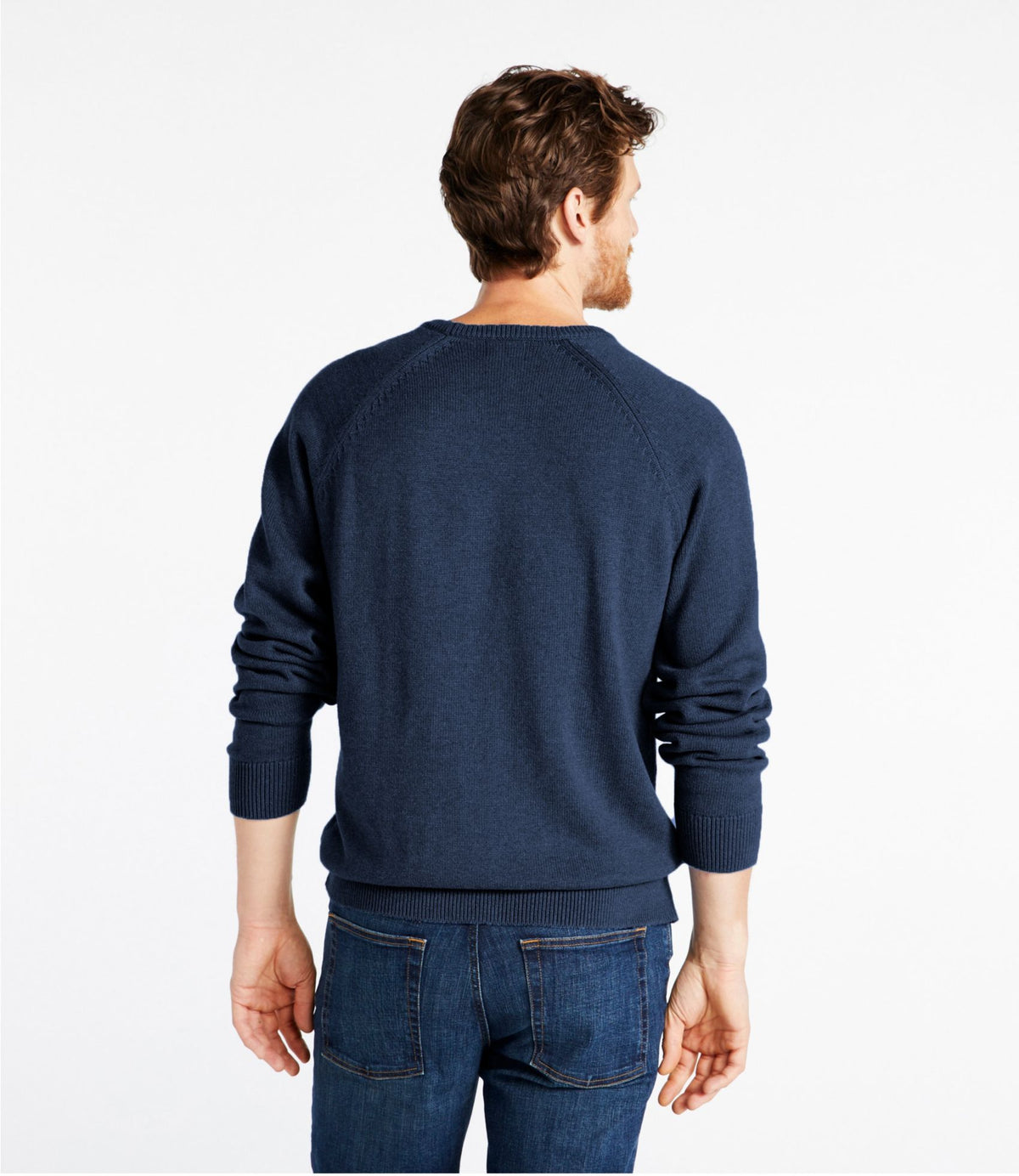 L.L.Bean Men's Wicked Soft Cotton/Cashmere Sweater, Crewneck Classic Navy