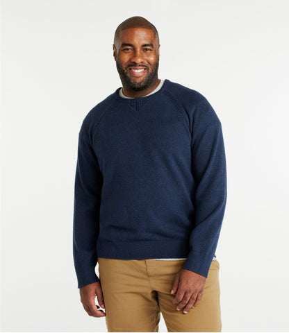 L.L.Bean Men's Wicked Soft Cotton/Cashmere Sweater, Crewneck Classic Navy