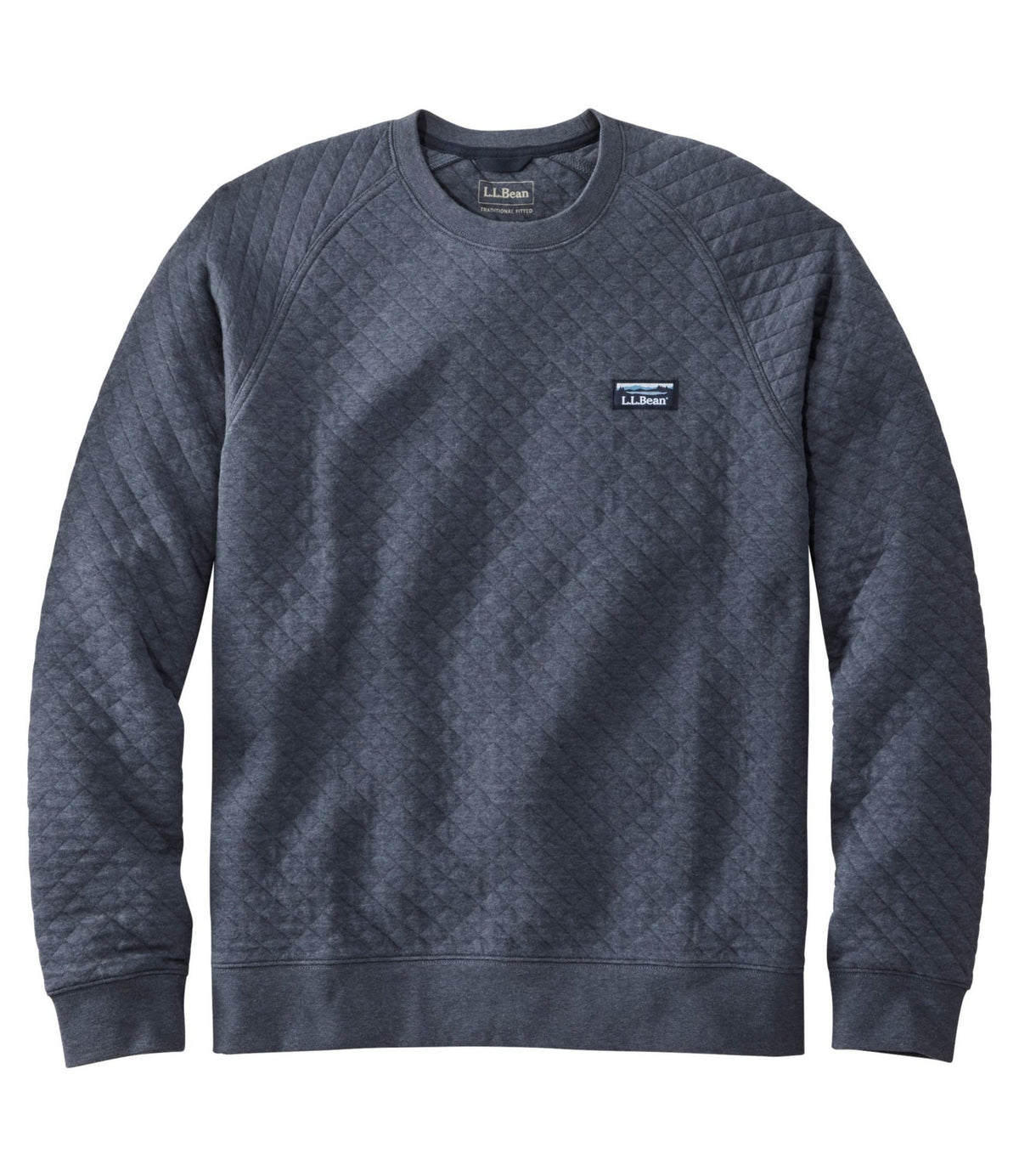 L.L.Bean Men's Quilted Sweatshirt, Crewneck Indigo Heather