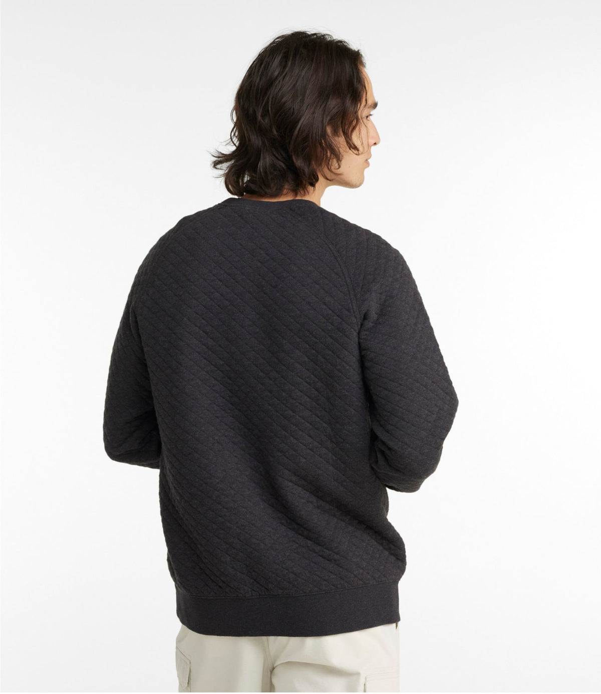 L.L.Bean Men's Quilted Sweatshirt, Crewneck Indigo Heather