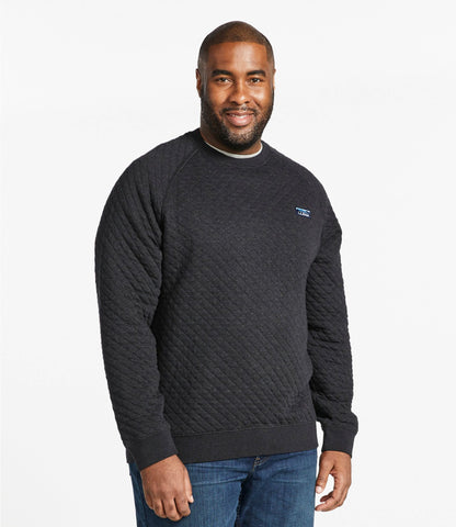 L.L.Bean Men's Quilted Sweatshirt, Crewneck Indigo Heather