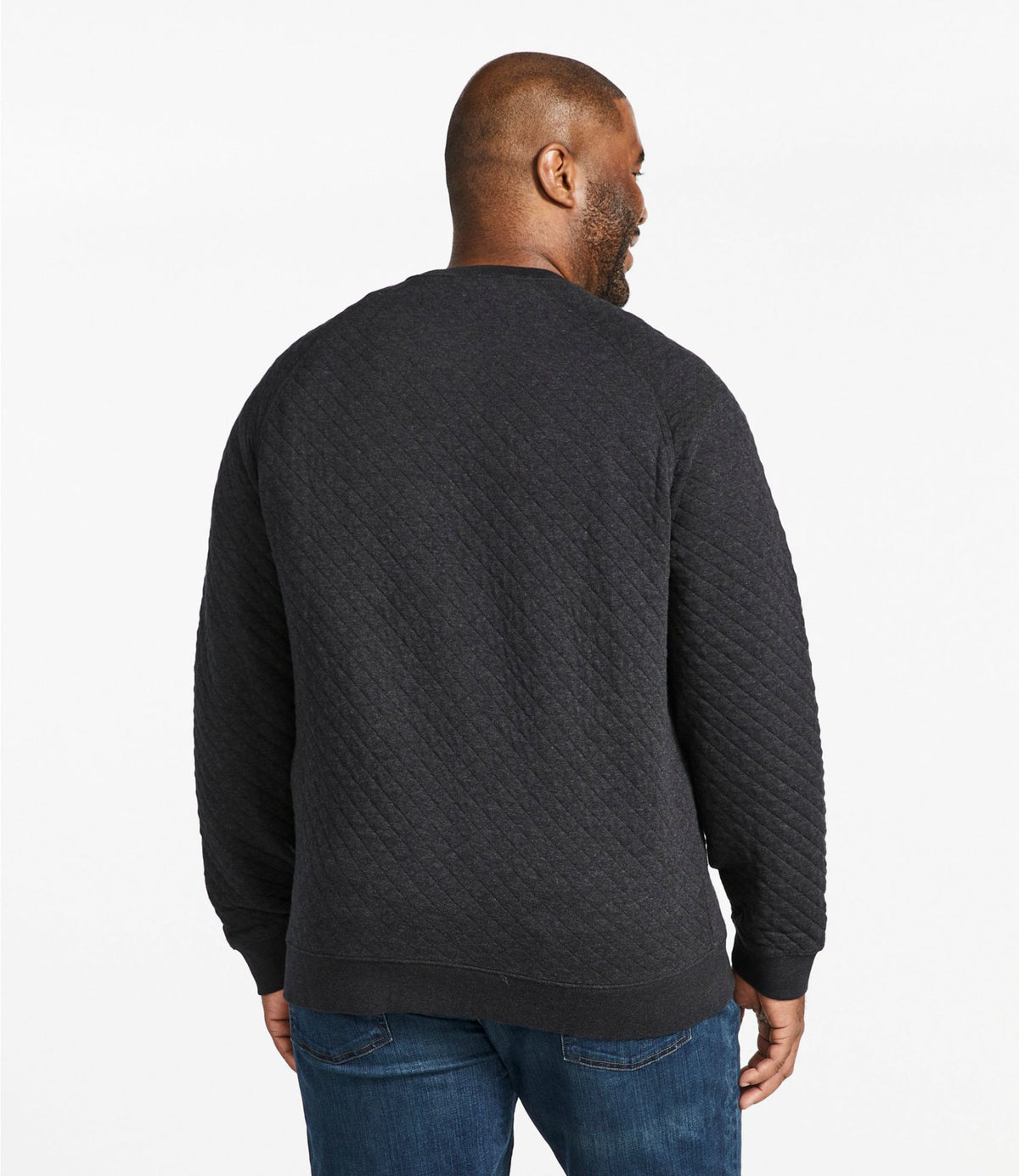 L.L.Bean Men's Quilted Sweatshirt, Crewneck Indigo Heather