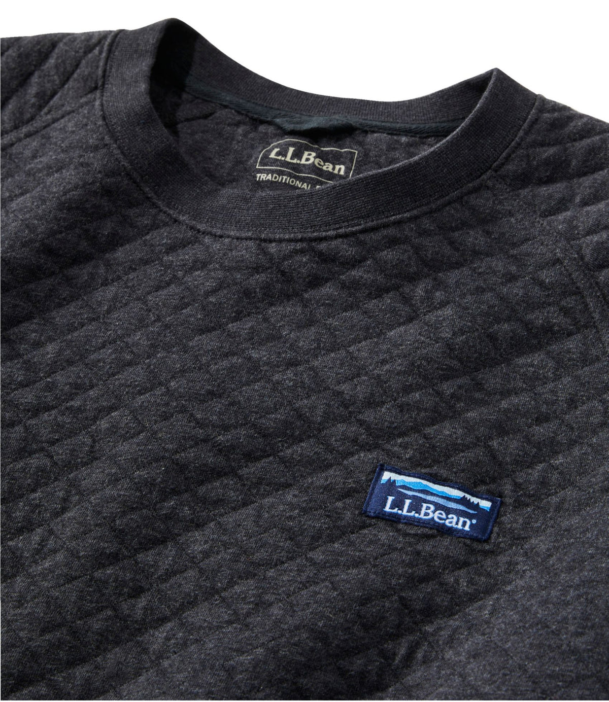 L.L.Bean Men's Quilted Sweatshirt, Crewneck Indigo Heather