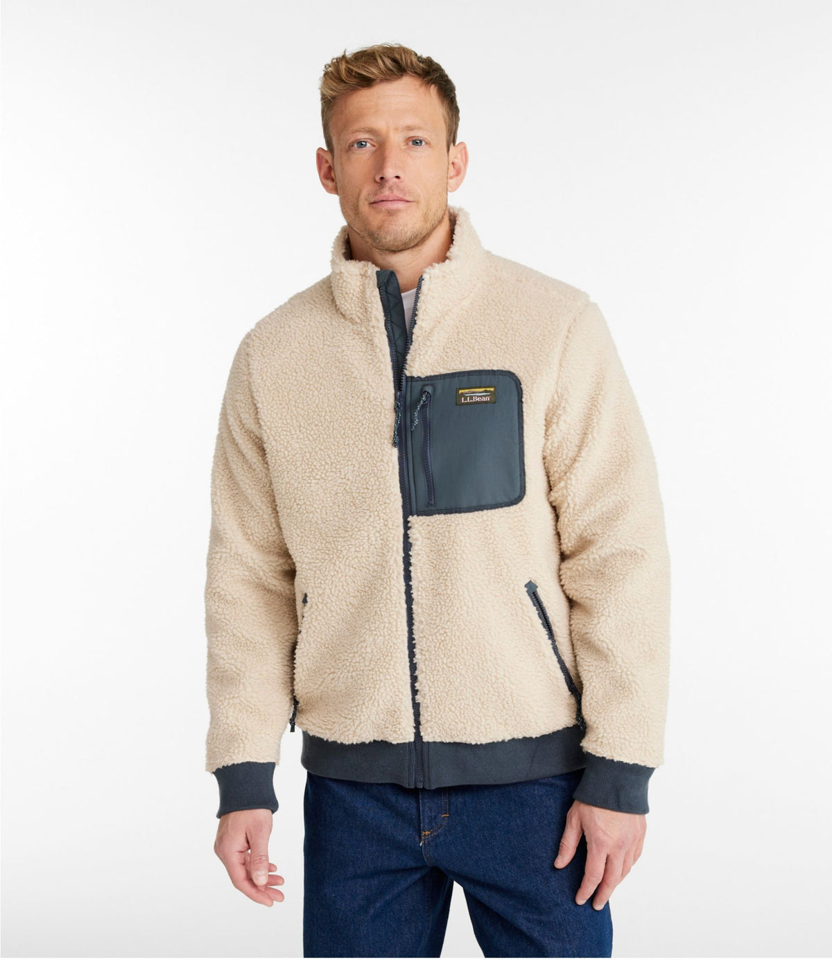 L.L.Bean Men's Bean's Sherpa Fleece Jacket Classic Navy