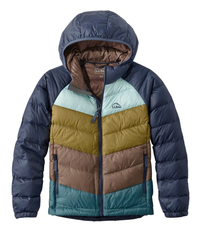 L.L.Bean Kids' Ultralight 650 Down Jacket, Colorblock Carbon Navy Colorblock