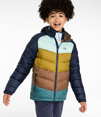 L.L.Bean Kids' Ultralight 650 Down Jacket, Colorblock Carbon Navy Colorblock