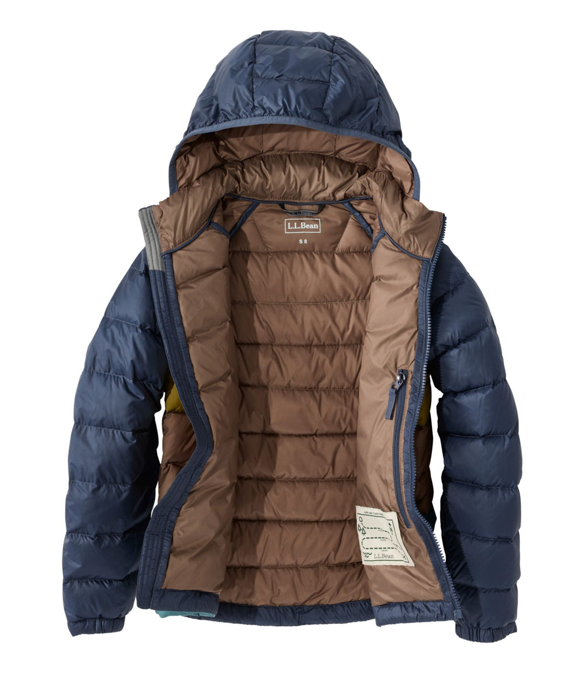 L.L.Bean Kids' Ultralight 650 Down Jacket, Colorblock Carbon Navy Colorblock