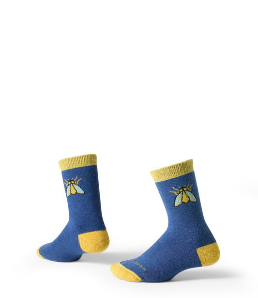 L.L.Bean Kids' L.L.Bean No Fly Zone Hiking Socks, Crew Deep Blue Fly