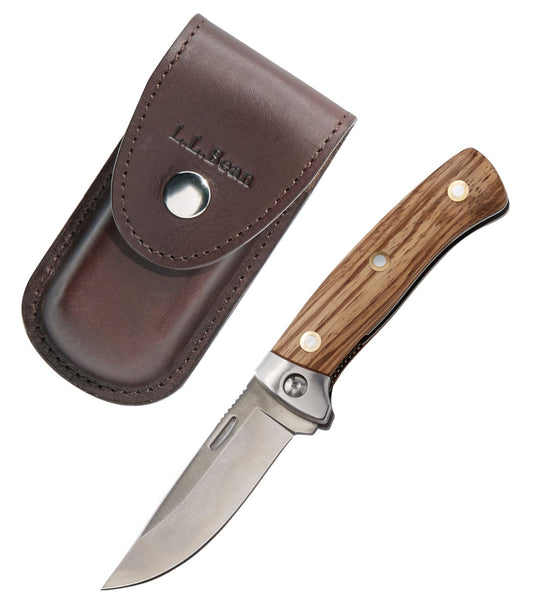 L.L.Bean Allagash Folding Hunting Knife Zebra Wood
